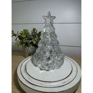 Vintage Iridescent Carnival Glass Christmas Tree With Presents Teddy Bear